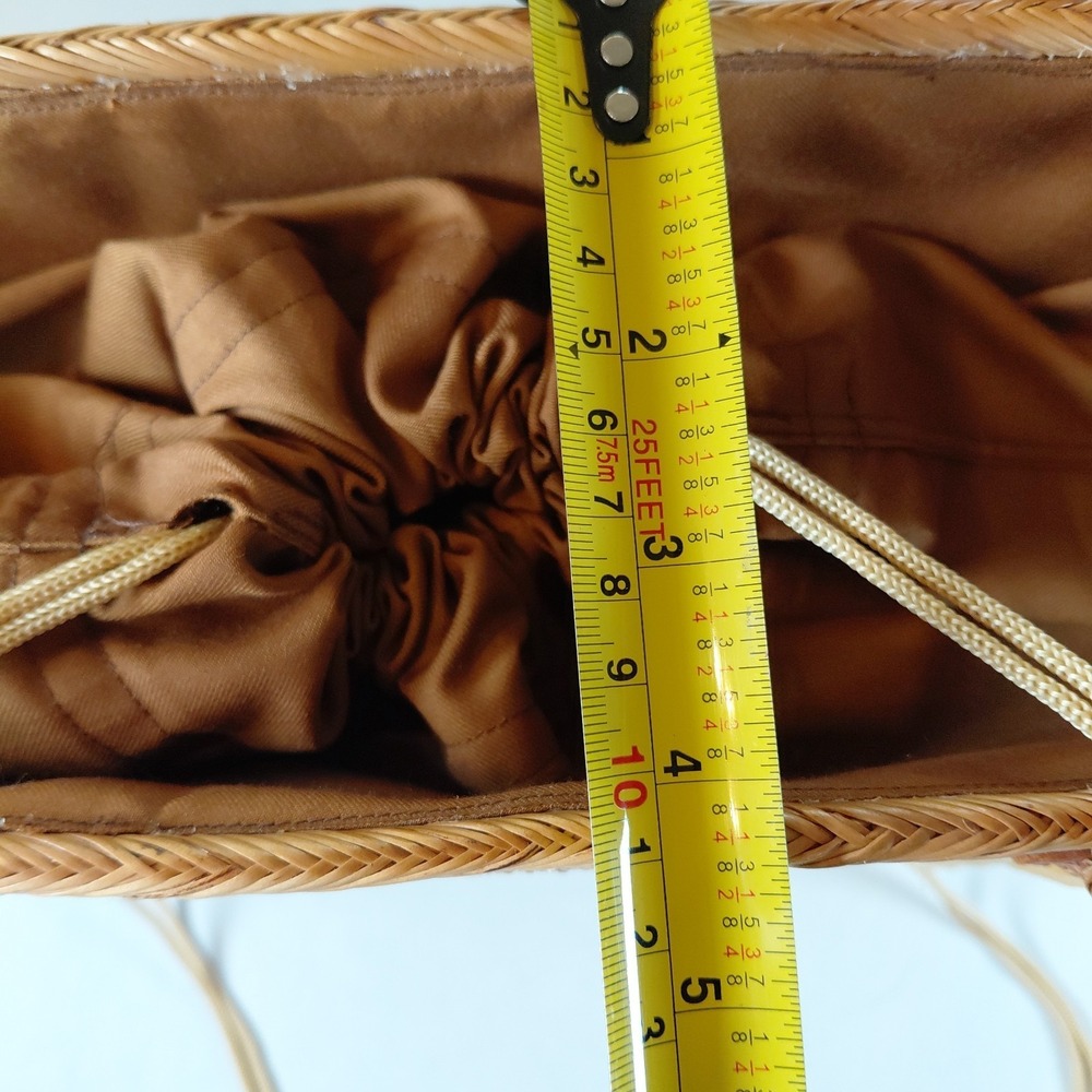 LISI LERCH Charlotte Bali Tote Basic  Leather Handles Ata Grass Straw Handbag - Picture 10 of 13